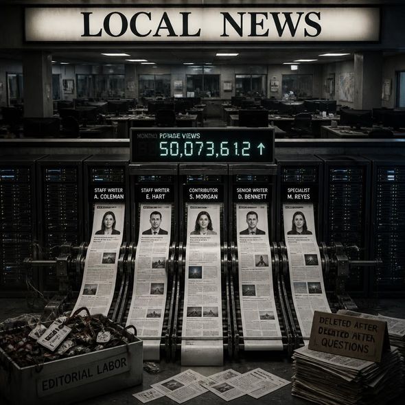 Editorial illustration for “Brown Brothers Media Keeps the Mastheads,” based on the article’s subject.