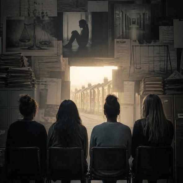 Editorial illustration for “Britain’s Forgotten Girls Speak for the Record,” based on the article’s subject.