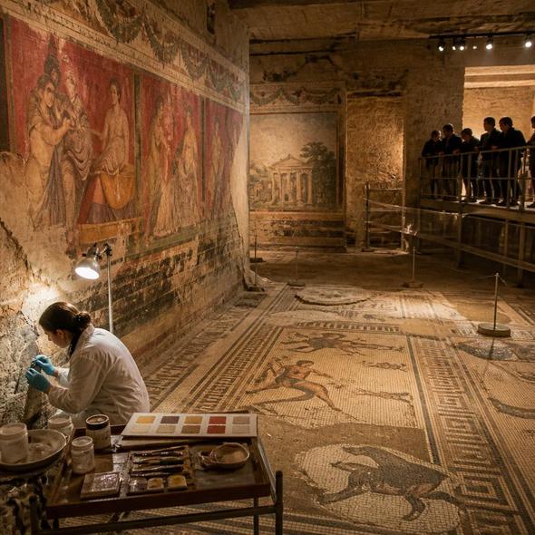 Editorial illustration for “Rome Opens the Painted Room,” based on the article’s subject.