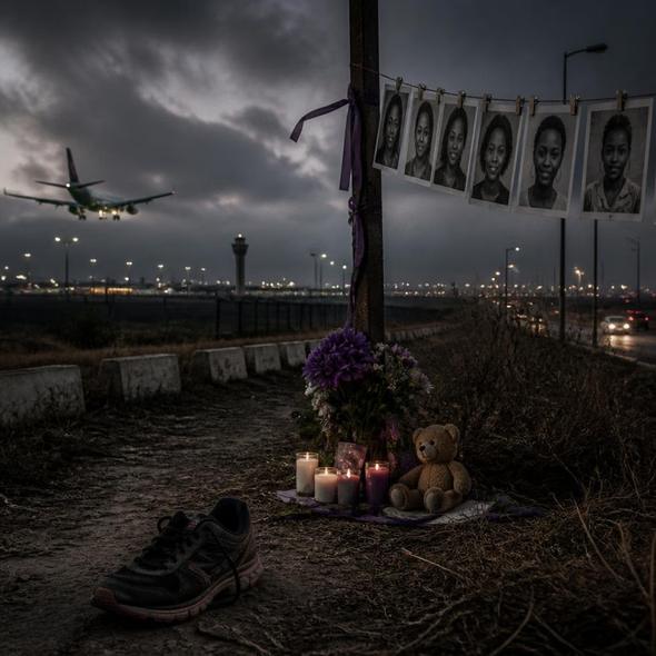 Editorial illustration for “Seven Women Were Found Dead Near Johannesburg’s Airport,” based on the article’s subject.