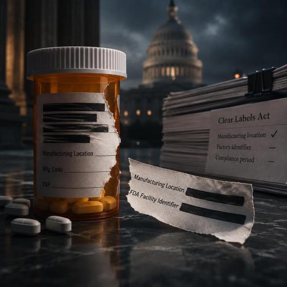 Editorial illustration for “The Drug-Transparency Bill Lost Its Receipts,” based on the article’s subject.